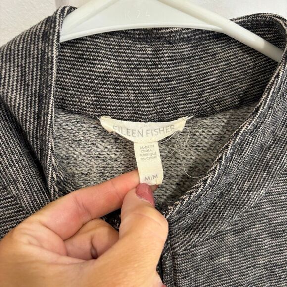 Eileen Fisher Cozy Hemp & Organic Cotton Microstripe Full Zip Jacket - Picture 3 of 5